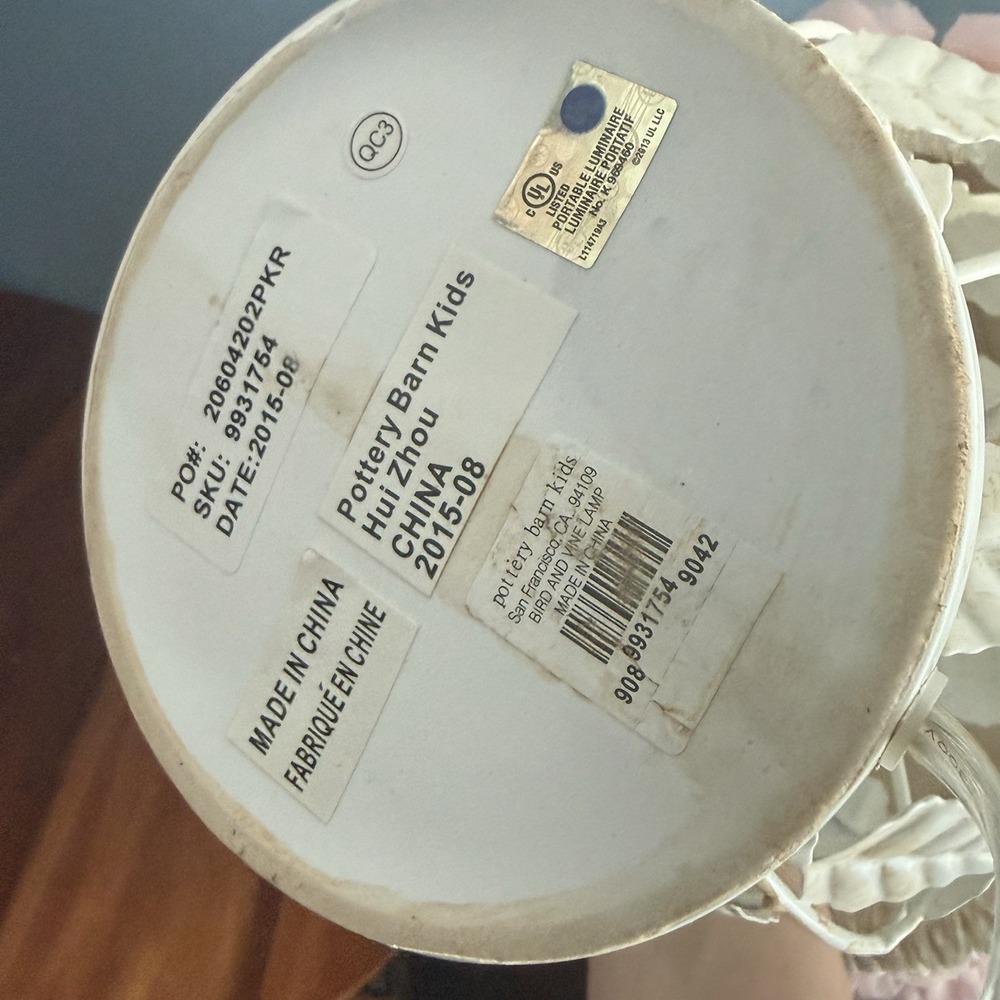 Pottery barn Kids Birdcage Lamp Cream with Pink Rosette Shade 21" - Picture 9 of 10
